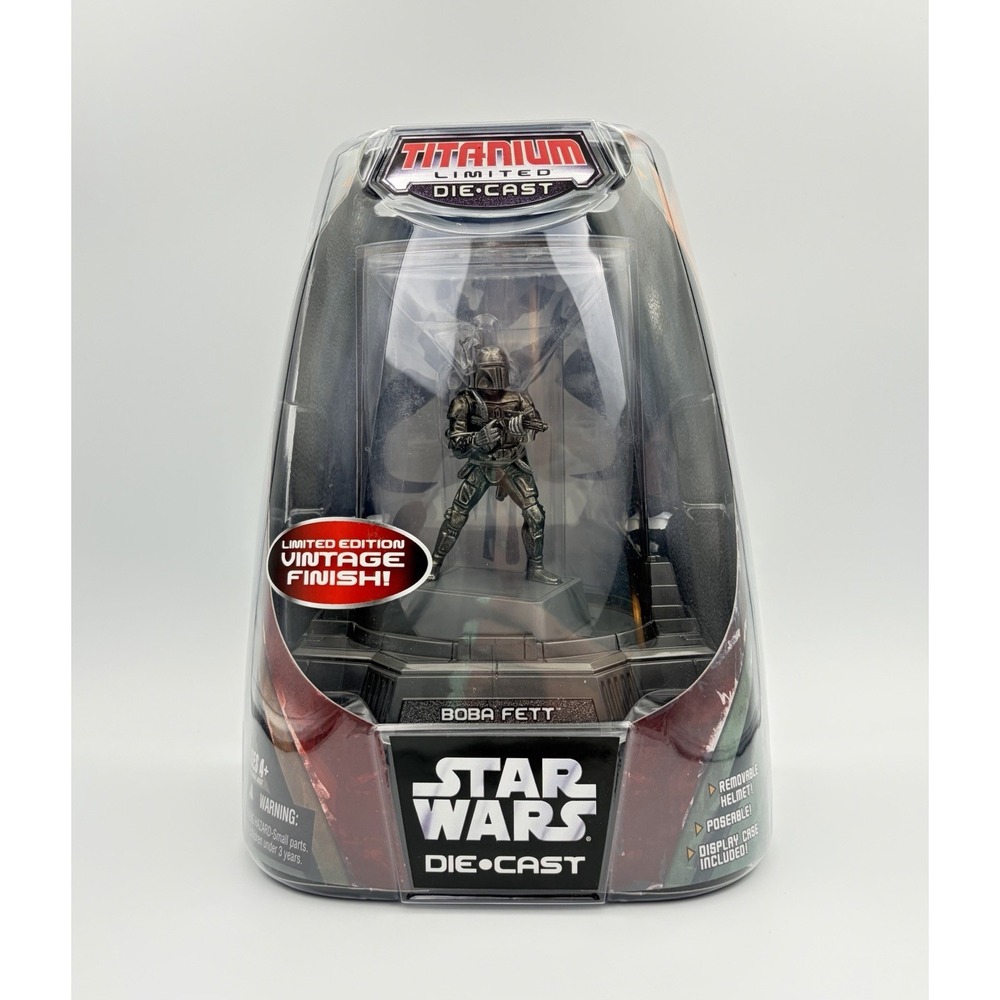 2005 Star Wars Titanium Series Die-Cast Boba Fett Limited Ed. Vintage Finish New